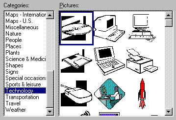 Micorosoft Publisher Cliparts Screenshot