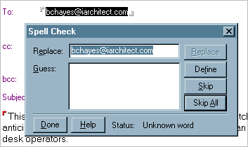 Spellchecking e-mail addresses