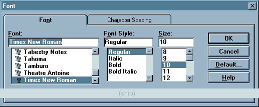 Word 6.0 Font Dialog